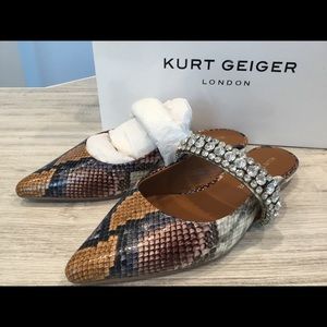 Kurt Geiger Snakeskin Embellished Mules NEW